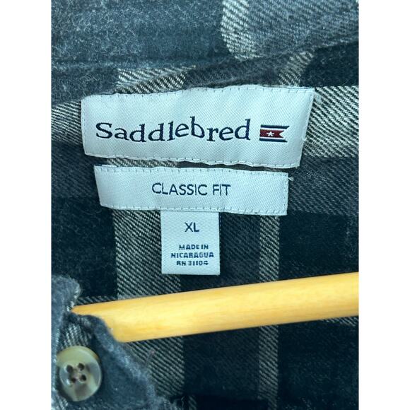 Saddlebred Men’s Shirt XL Black Plaid Flannel Button-Up Classic Fit - Picture 2 of 7